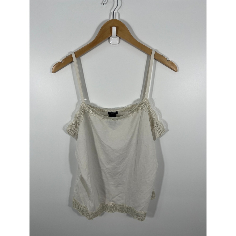 Ann Taylor‎ Minimalist Capsule Womens Cami Top XL White Lace Euro Summer Chic